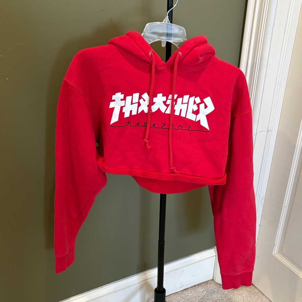 Thrasher Red Cropped Hoodie
